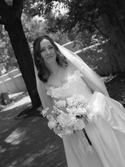 Strapless Satin A-Line Wedding Gown with Sweeping Train