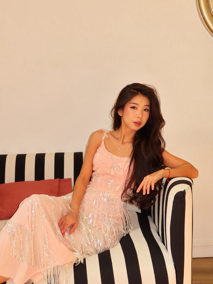 Tiered Fringe Spaghetti Strap Maxi Dress