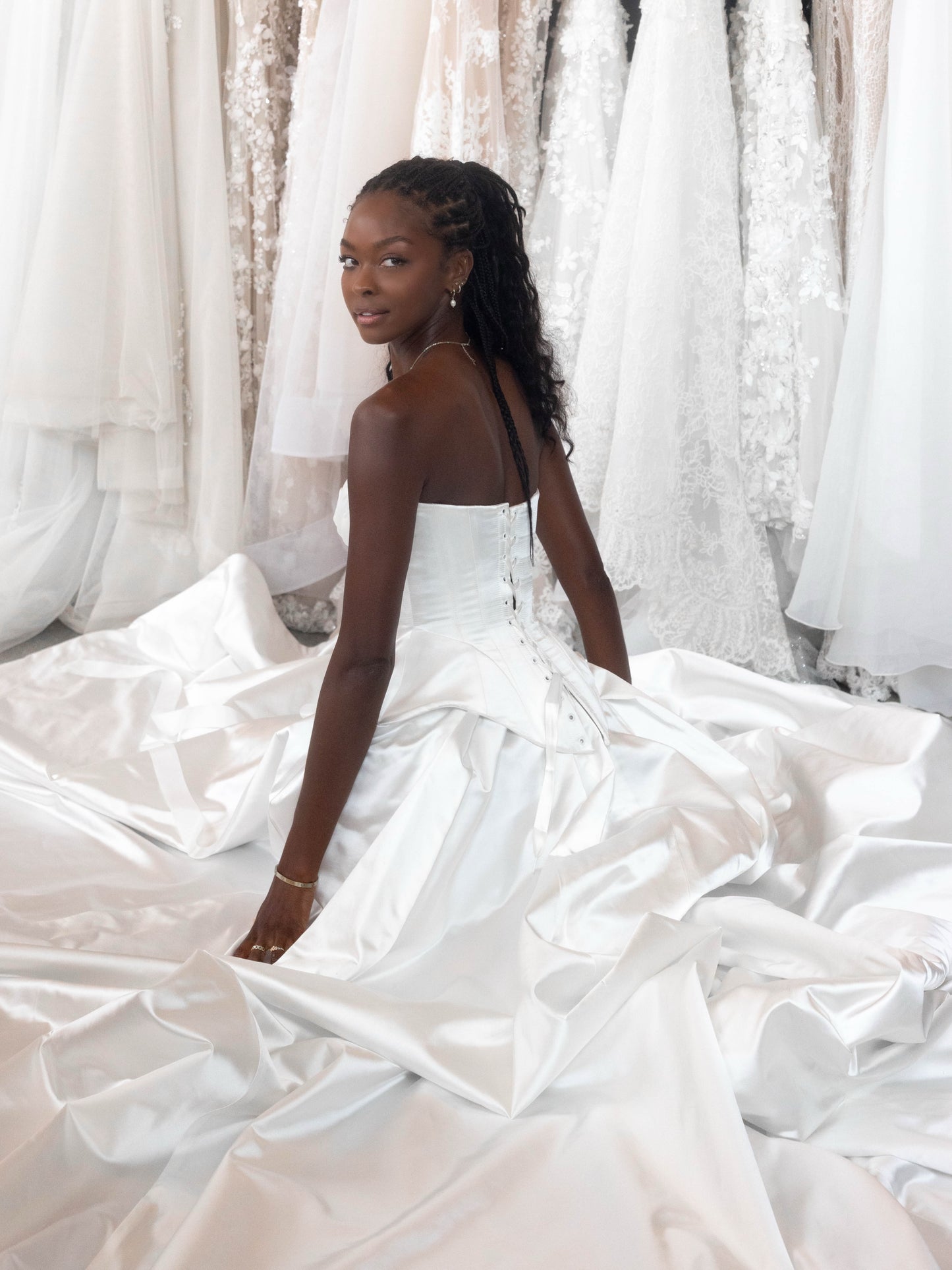 Strapless Corset Satin Ball Gown Wedding Dress