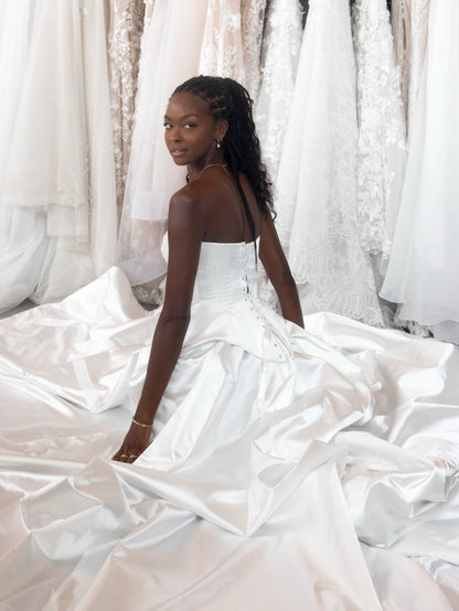 Strapless Corset Satin Ball Gown Wedding Dress