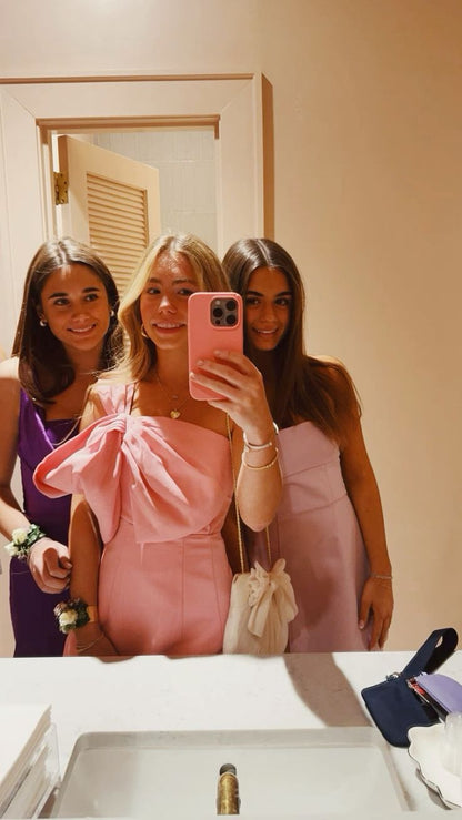 One-Shoulder Draped Bow Mini Dress