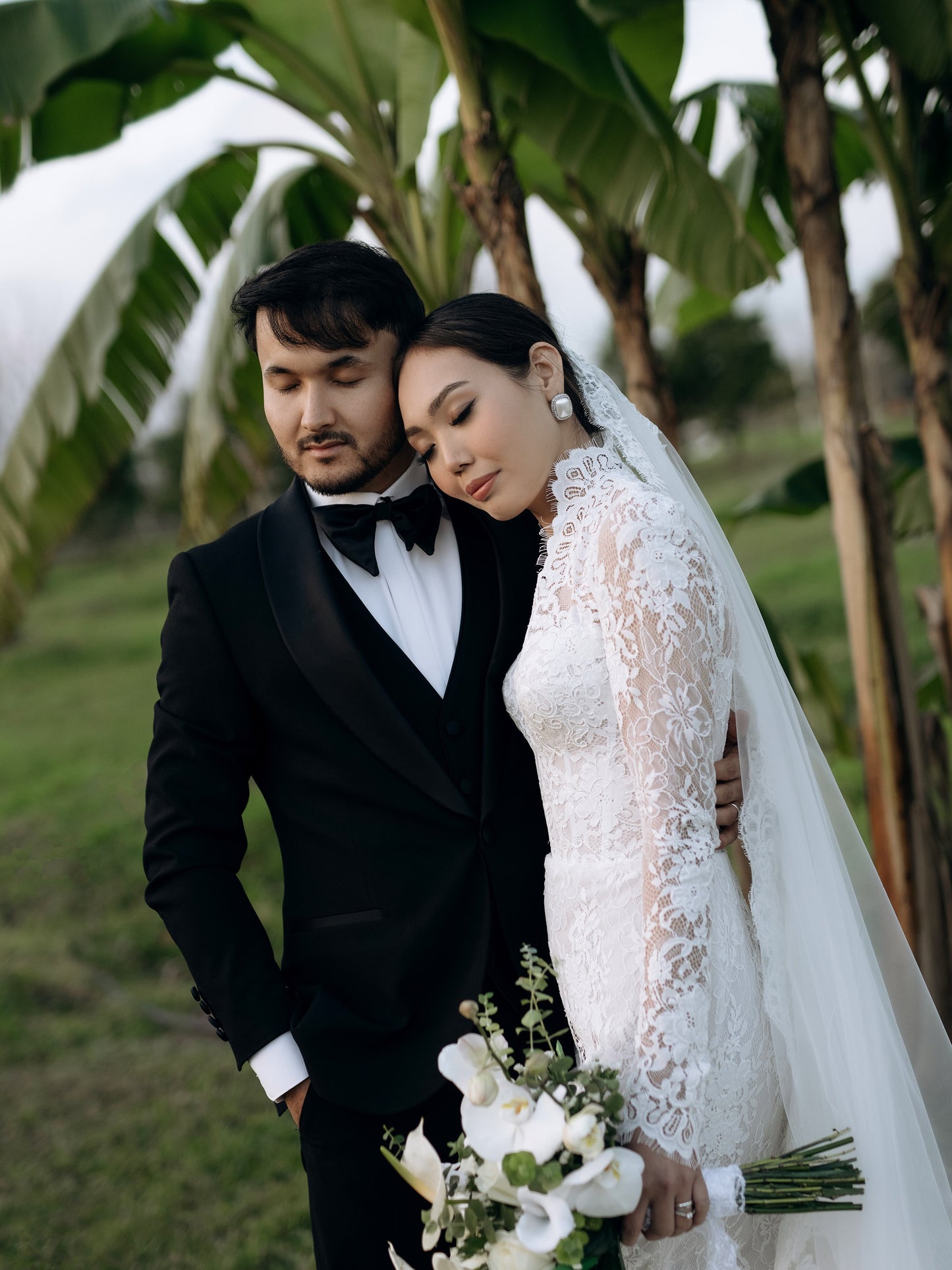High Neck Long Sleeve Lace Trumpet Wedding Dress