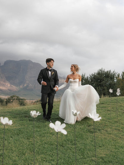Strapless Corset Tulle Ball Gown Wedding Dress