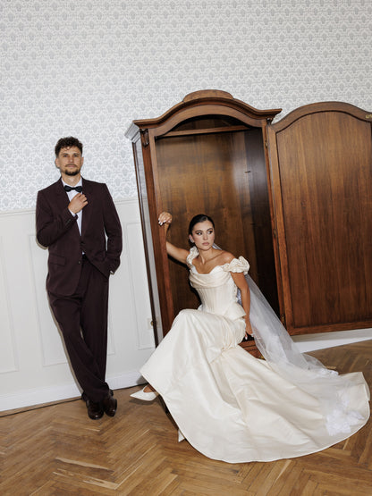 Corset Off-the-Shoulder Ruched Wedding Dress