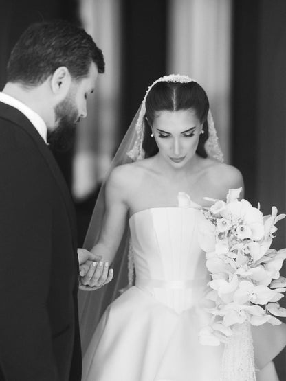 Strapless Peplum Ball Gown Wedding Dress
