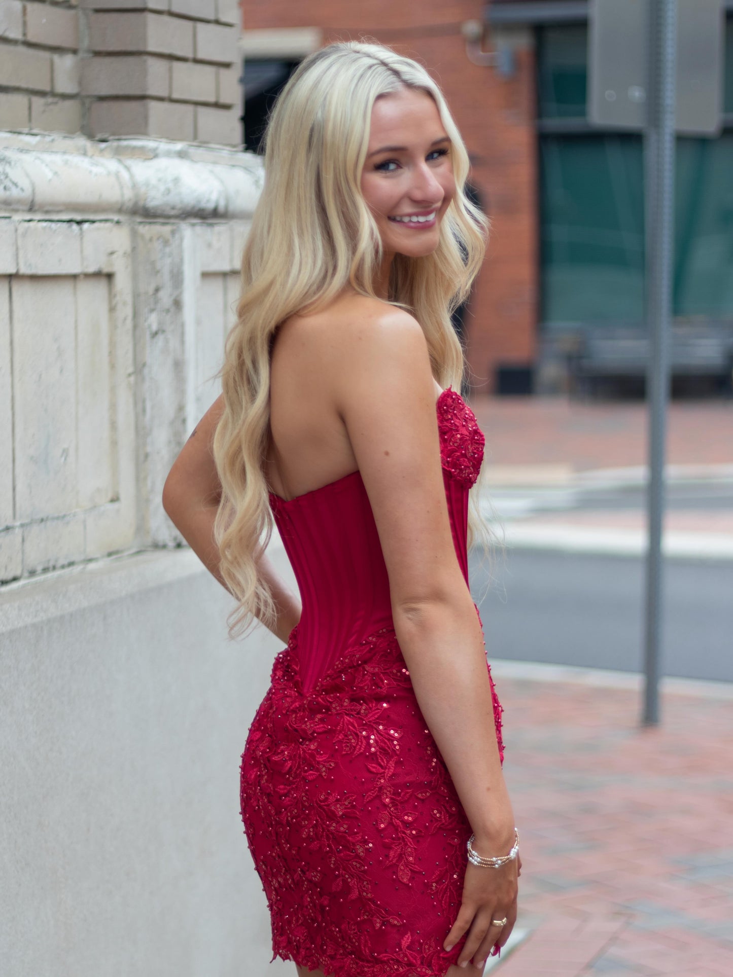 Strapless Corset Lace Mini Dress