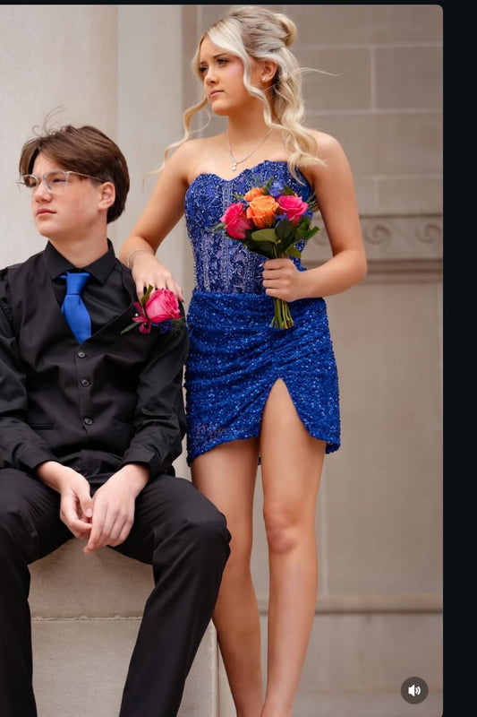 Strapless Corset Sequin Mini Dress