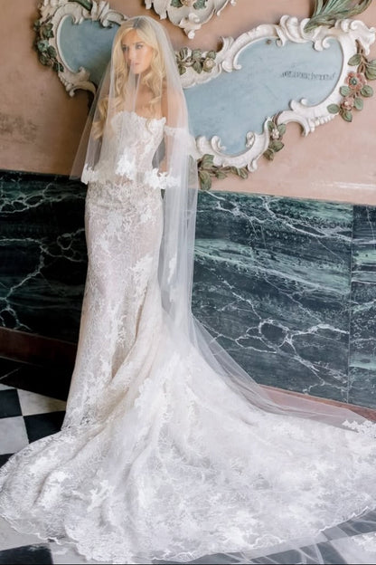 Off-the-Shoulder Corset Mermaid Lace Wedding Dress