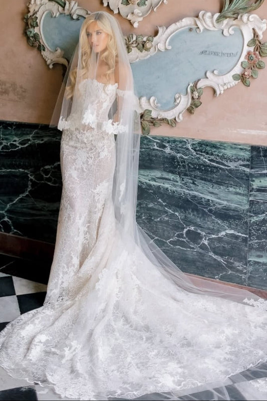 Off-the-Shoulder Corset Mermaid Lace Wedding Dress