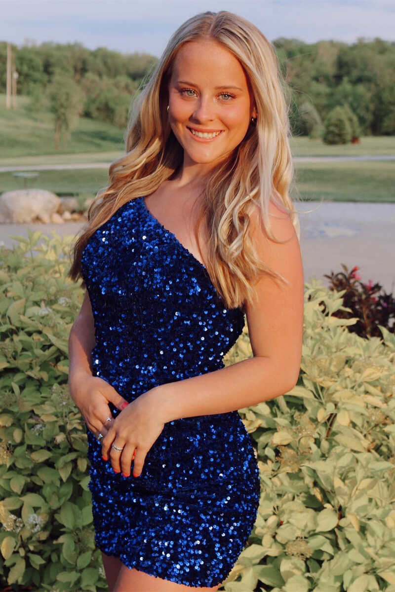 One-Shoulder Sequin Bodycon Mini Dress