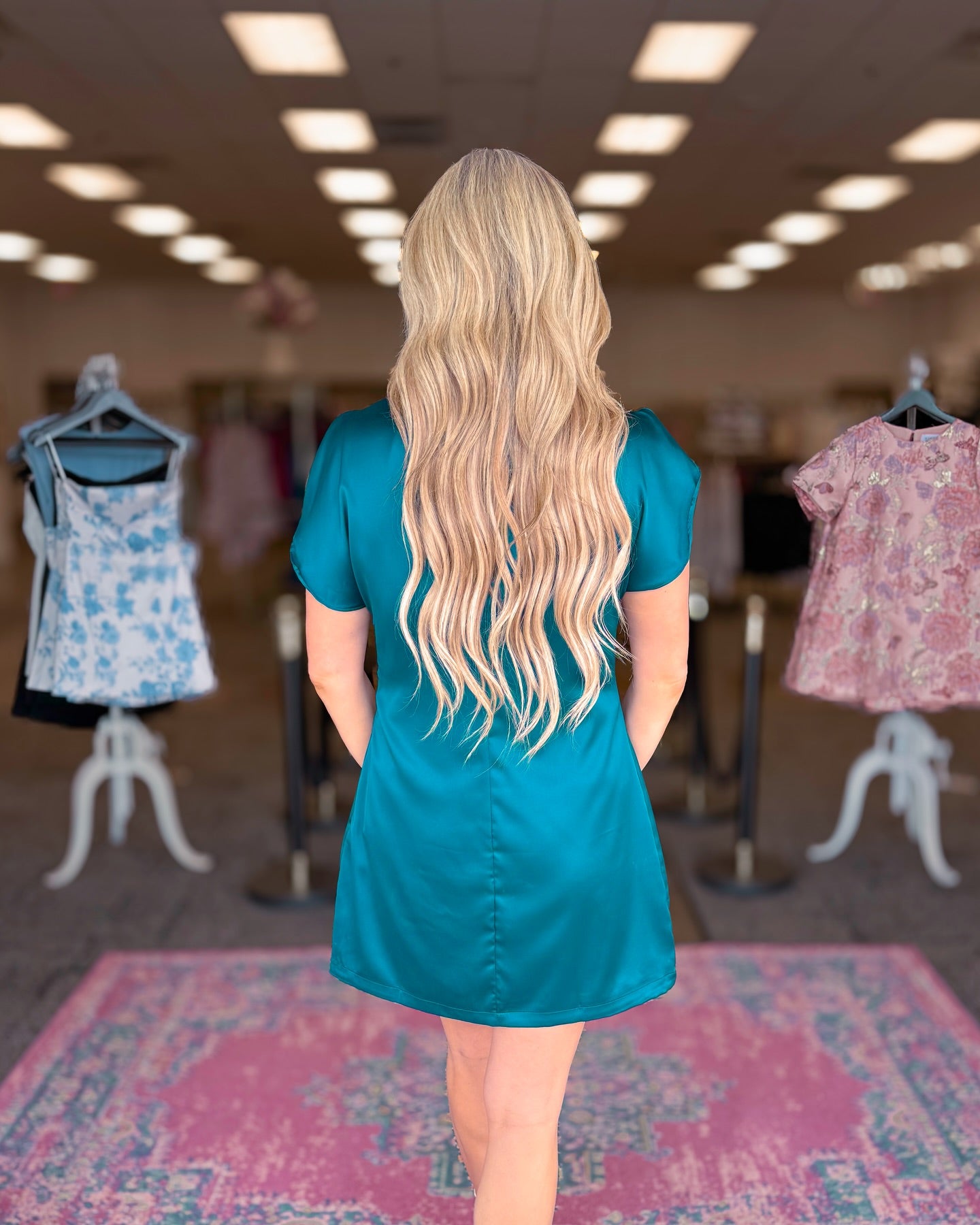 Cowl Neck Satin Cap Sleeve Mini Dress