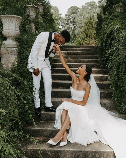 Strapless A-Line Wedding Dress with Sweep Train