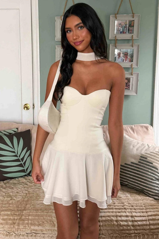 Strapless Corset Bustier Fit and Flare Mini Dress