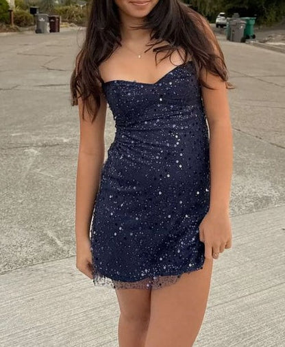 Strapless Sweetheart Sequin Mini Dress