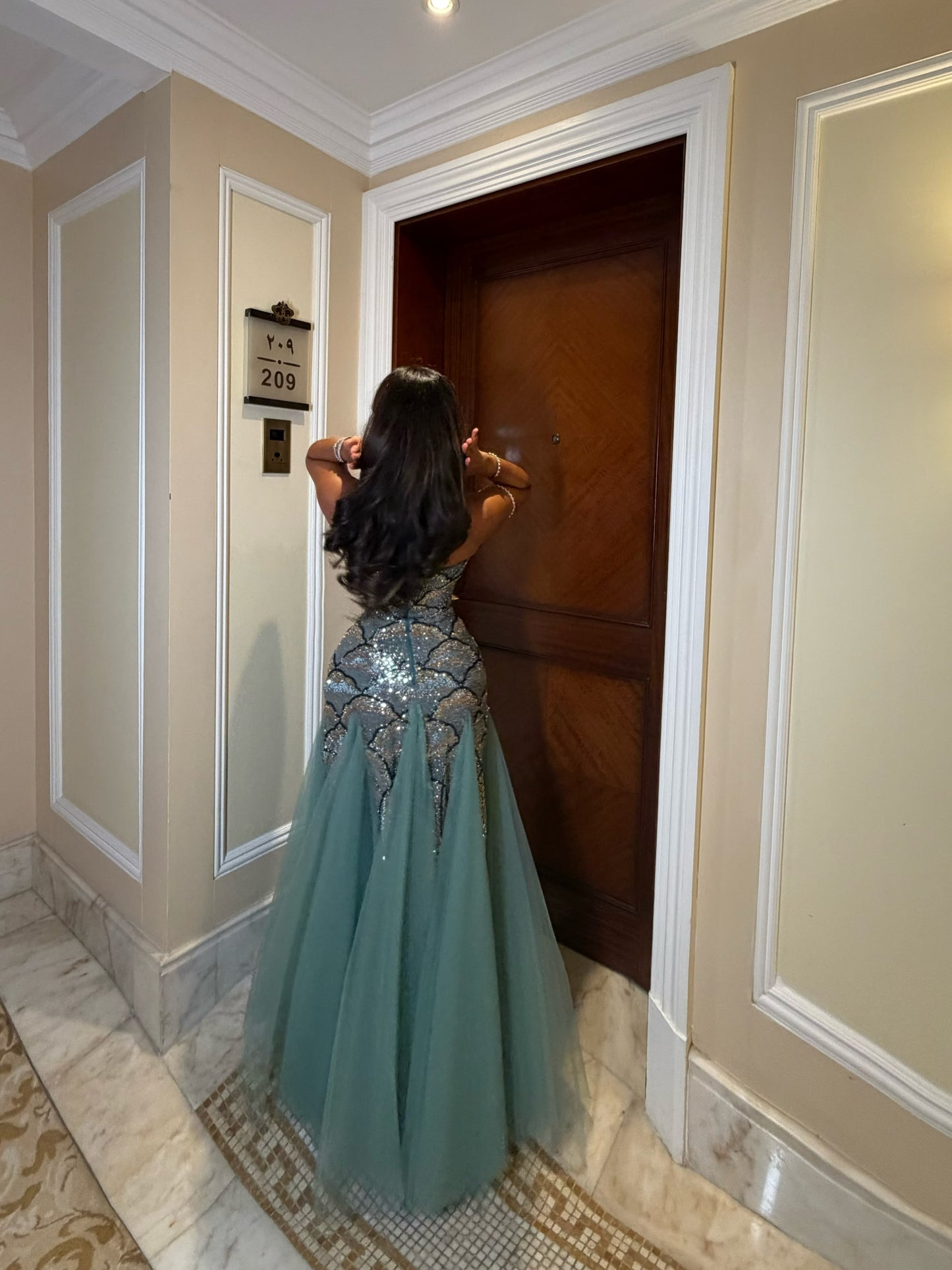 Sequin Mermaid Bodice Tulle Evening Gown