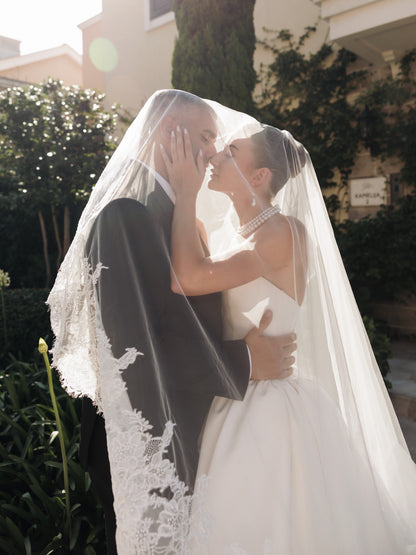 Strapless Satin Ball Gown Wedding Dress with Corset Back