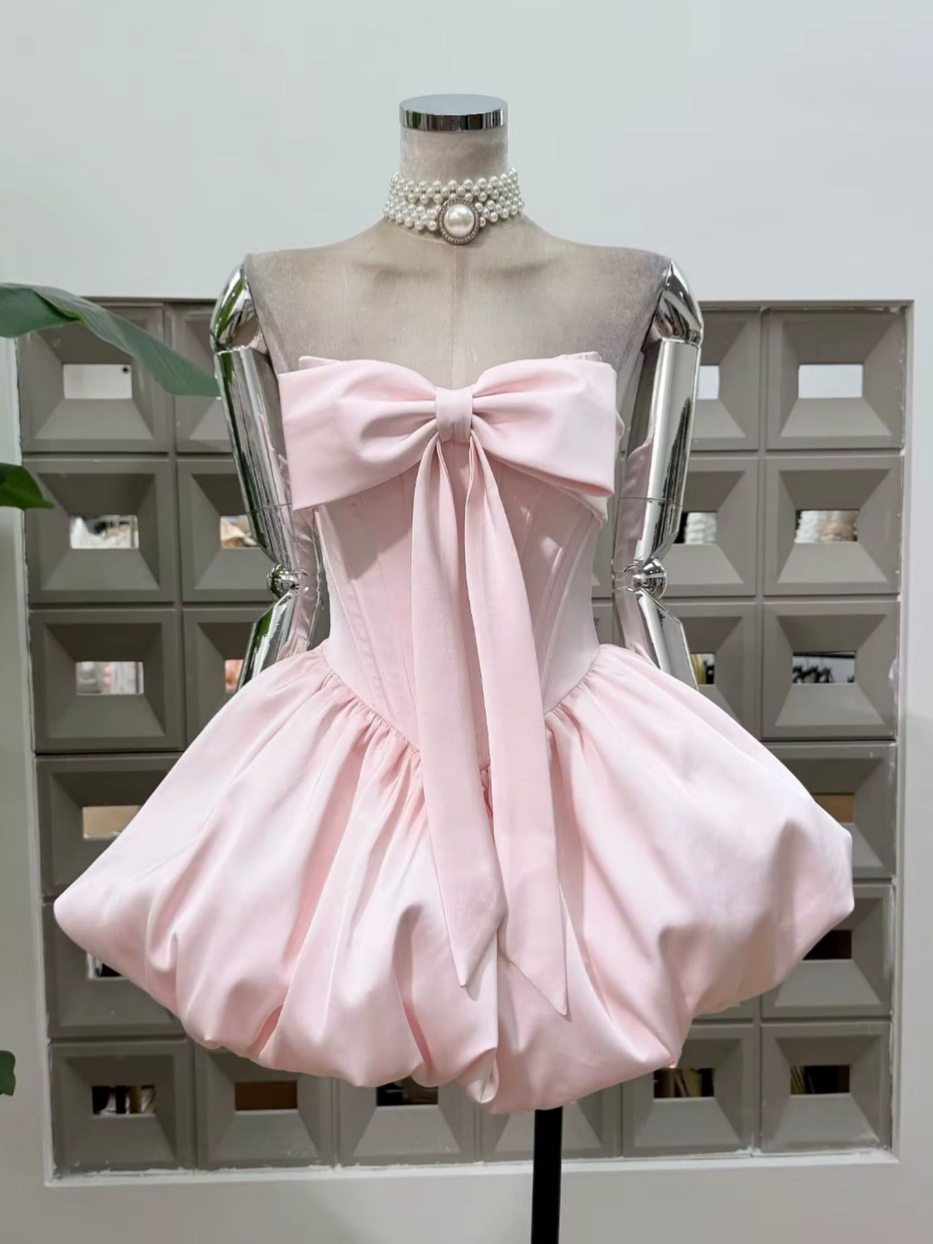 Corset Bubble Dress with Oversized Bow