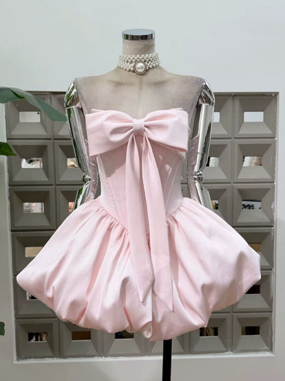 Corset Bubble Dress with Oversized Bow