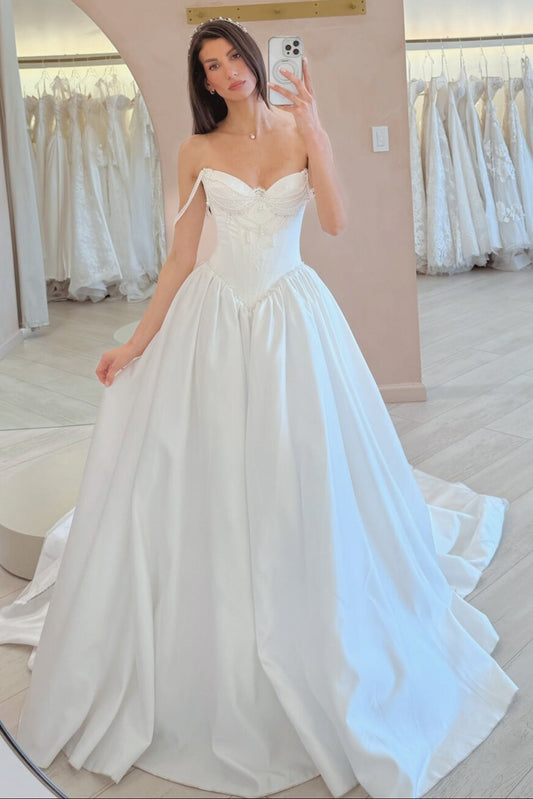 Satin Corset Ball Gown Wedding Dress