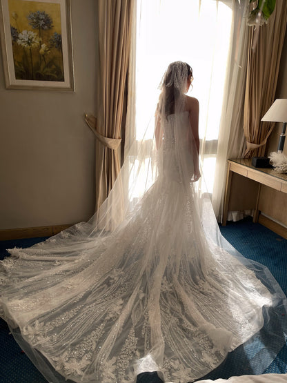 Embellished Mermaid Wedding Dress with Sleeves
