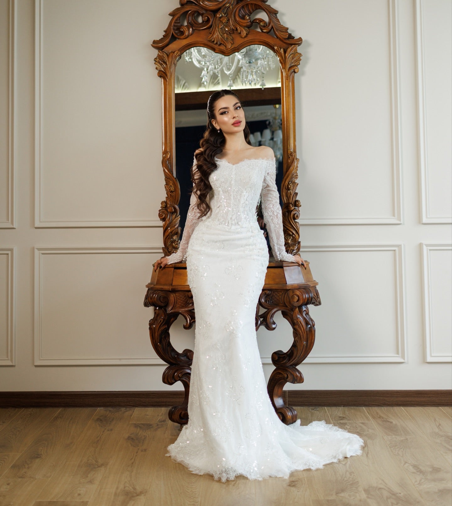 Off-the-Shoulder Lace Mermaid Wedding Dress