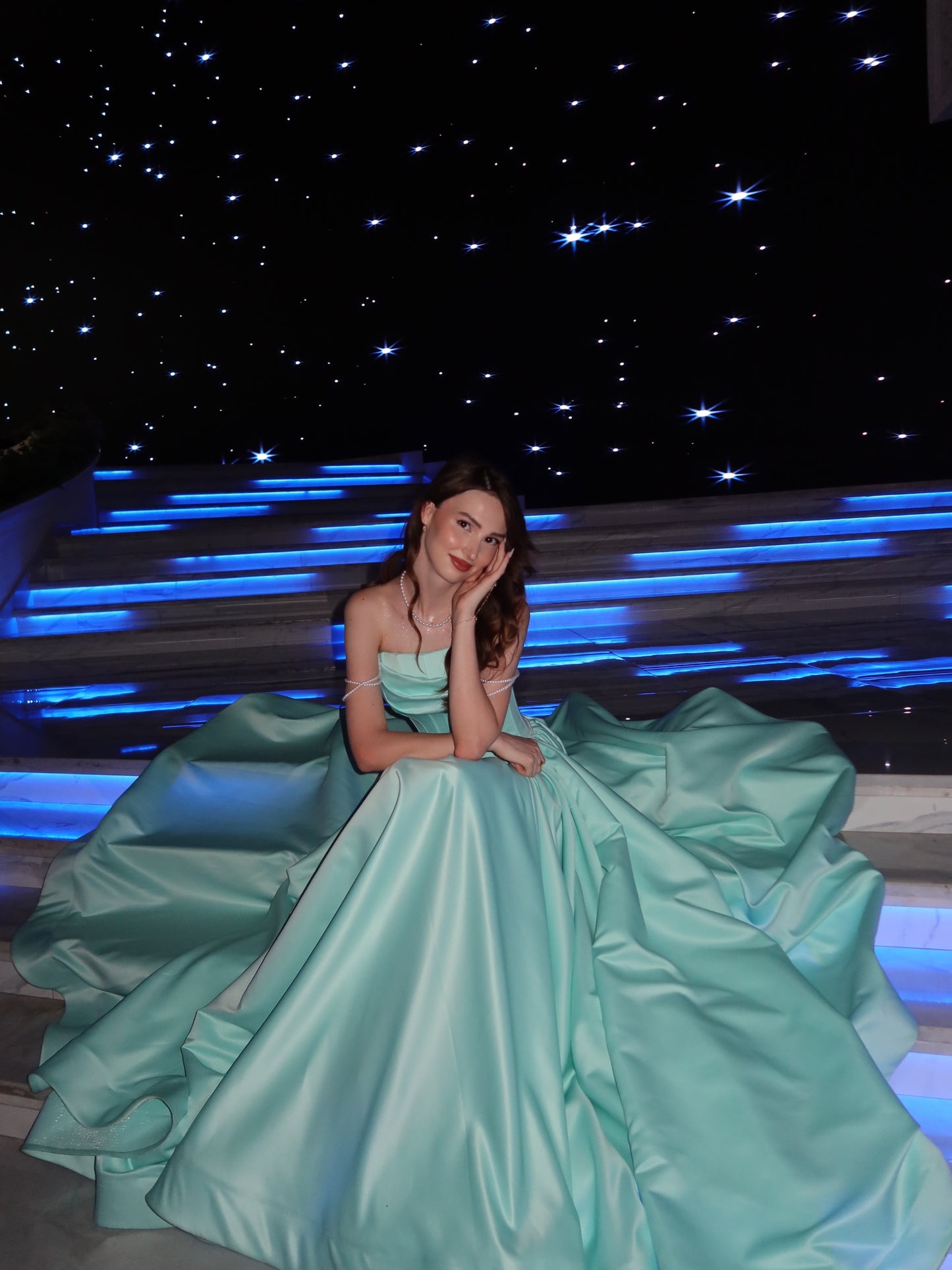 Cowl Neck Ball Gown with Basques Corset Bodice