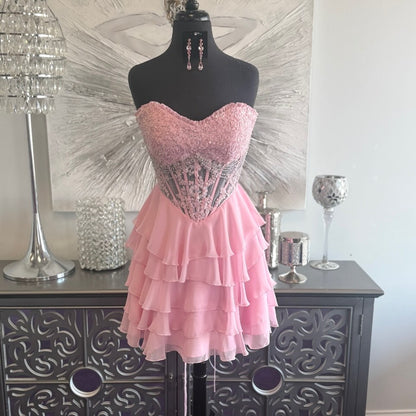 Sweetheart Corset Tiered Ruffle Mini Dress