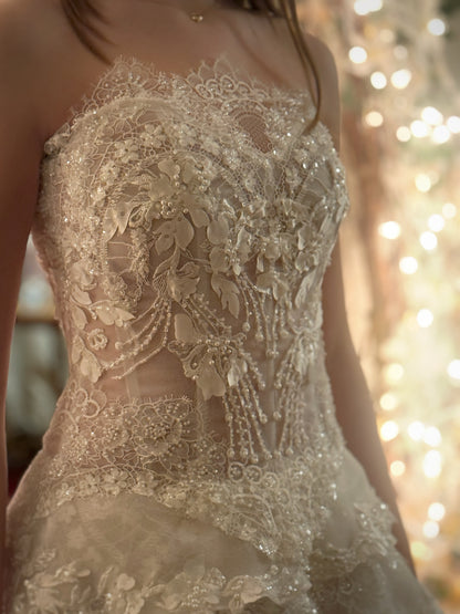 Strapless Tiered Lace Corset Mini Dress