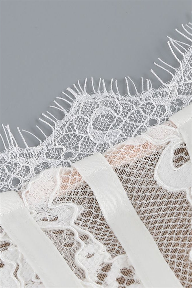 Strapless Lace Corset Mini Dress with Side Drape