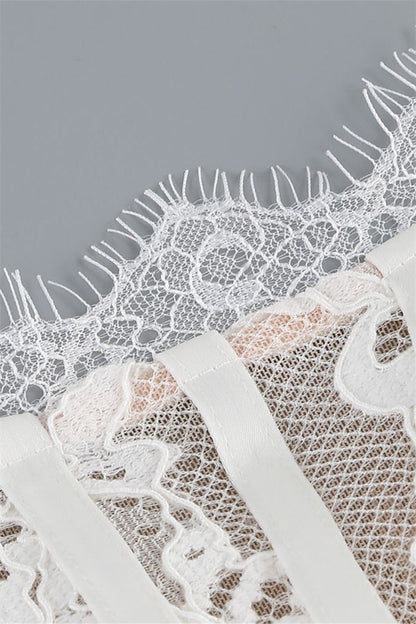 Strapless Lace Corset Mini Dress with Side Drape