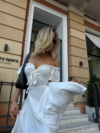 Romantic Off-the-Shoulder Tie-Front Mini Dress
