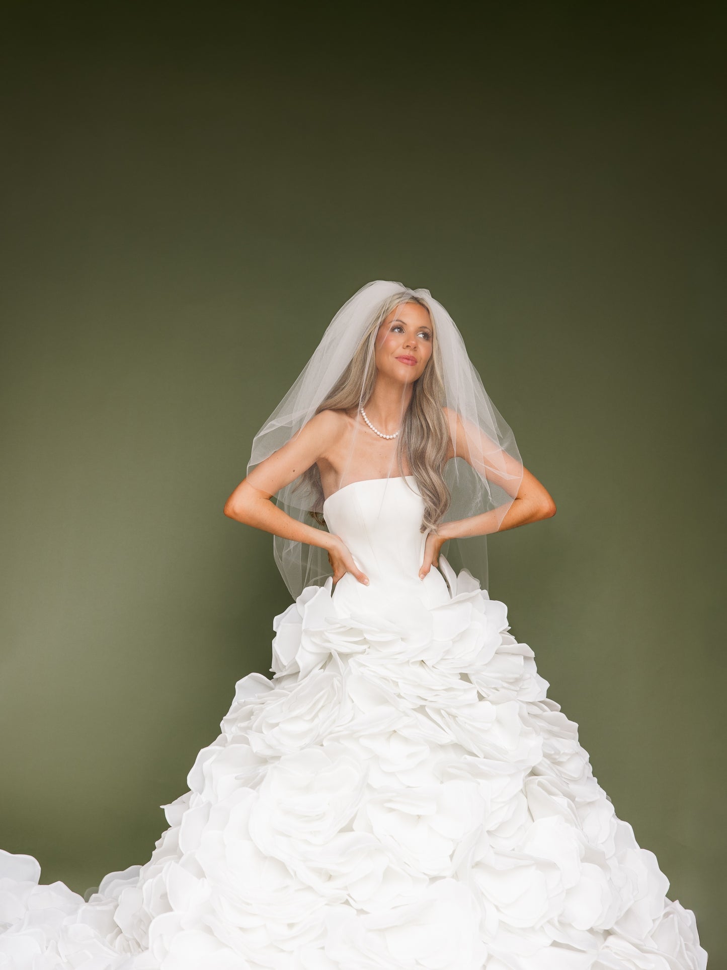 Strapless Ruffled Petal Ball Gown Wedding Dress