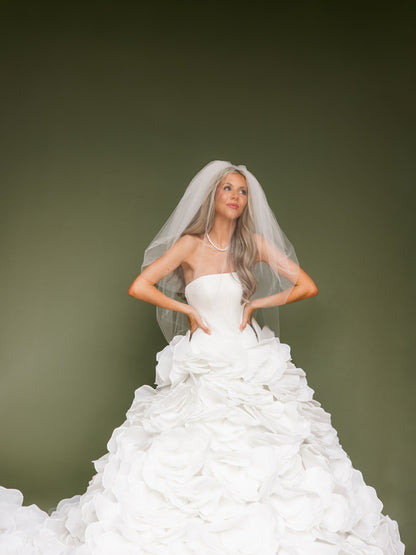 Strapless Ruffled Petal Ball Gown Wedding Dress