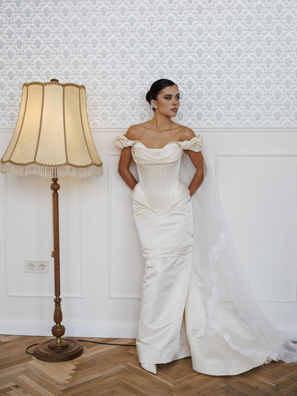 Corset Off-the-Shoulder Ruched Wedding Dress