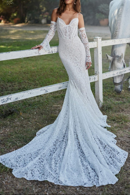 Sweetheart Corset Lace Mermaid Wedding Dress