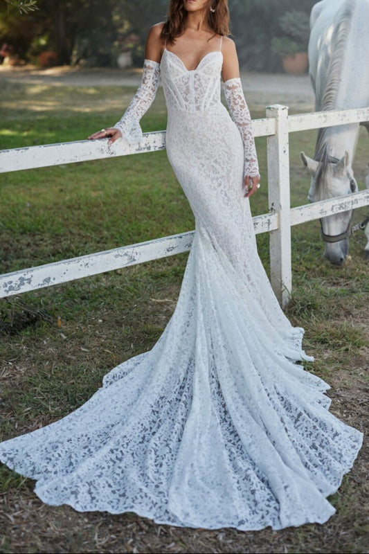 Sweetheart Corset Lace Mermaid Wedding Dress