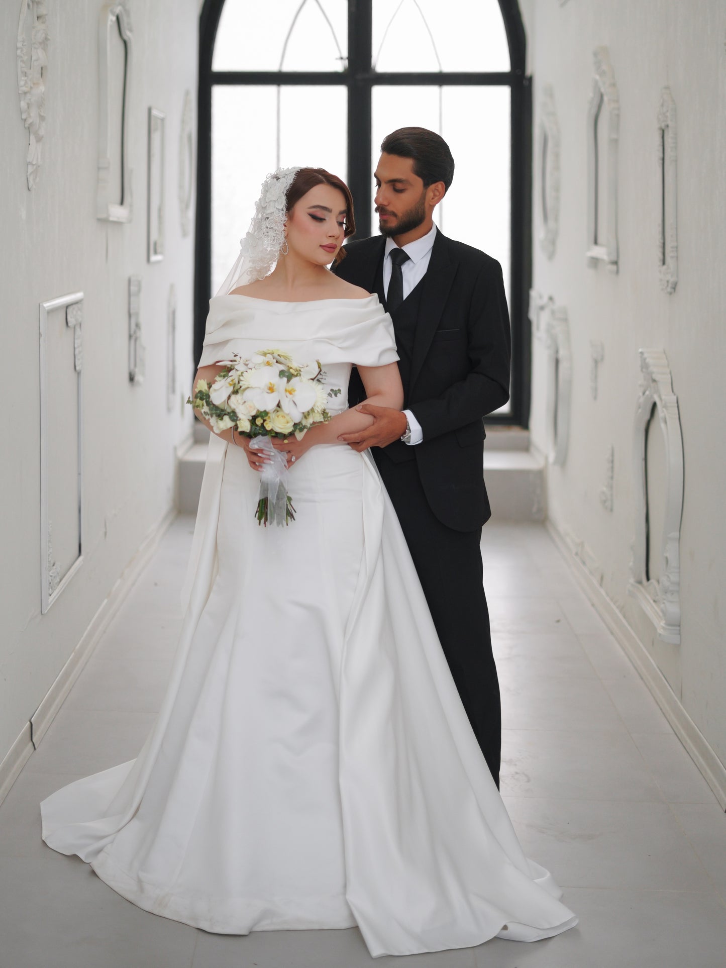 Satin Mermaid Wedding Dress with Detachable Train