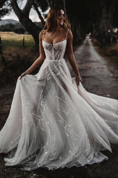 Glitter Corset A-Line Wedding Dress