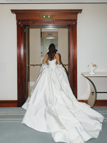 Strapless Ruched Bodice Ball Gown Wedding Dress