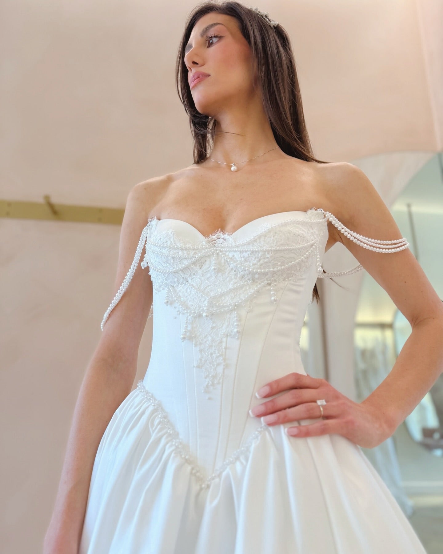 Satin Corset Ball Gown Wedding Dress
