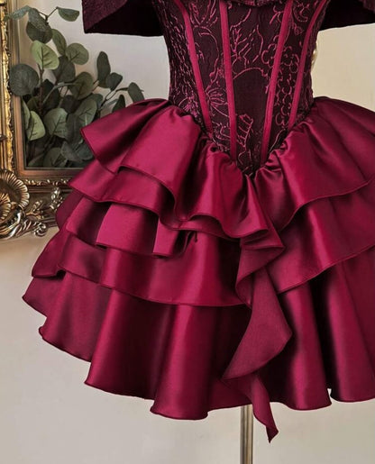 Off-the-Shoulder Tiered Corset Mini Dress