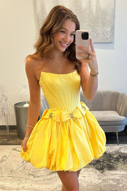 Strapless Corset Bubble Hem Mini Dress