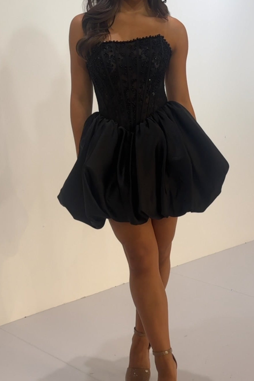 Strapless Corset Bubble Skirt Mini Dress