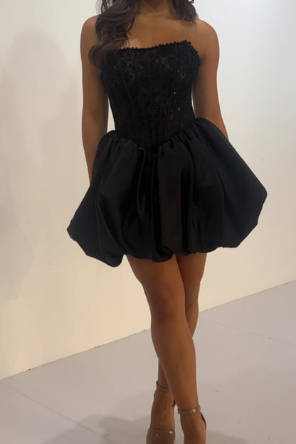 Strapless Corset Bubble Skirt Mini Dress