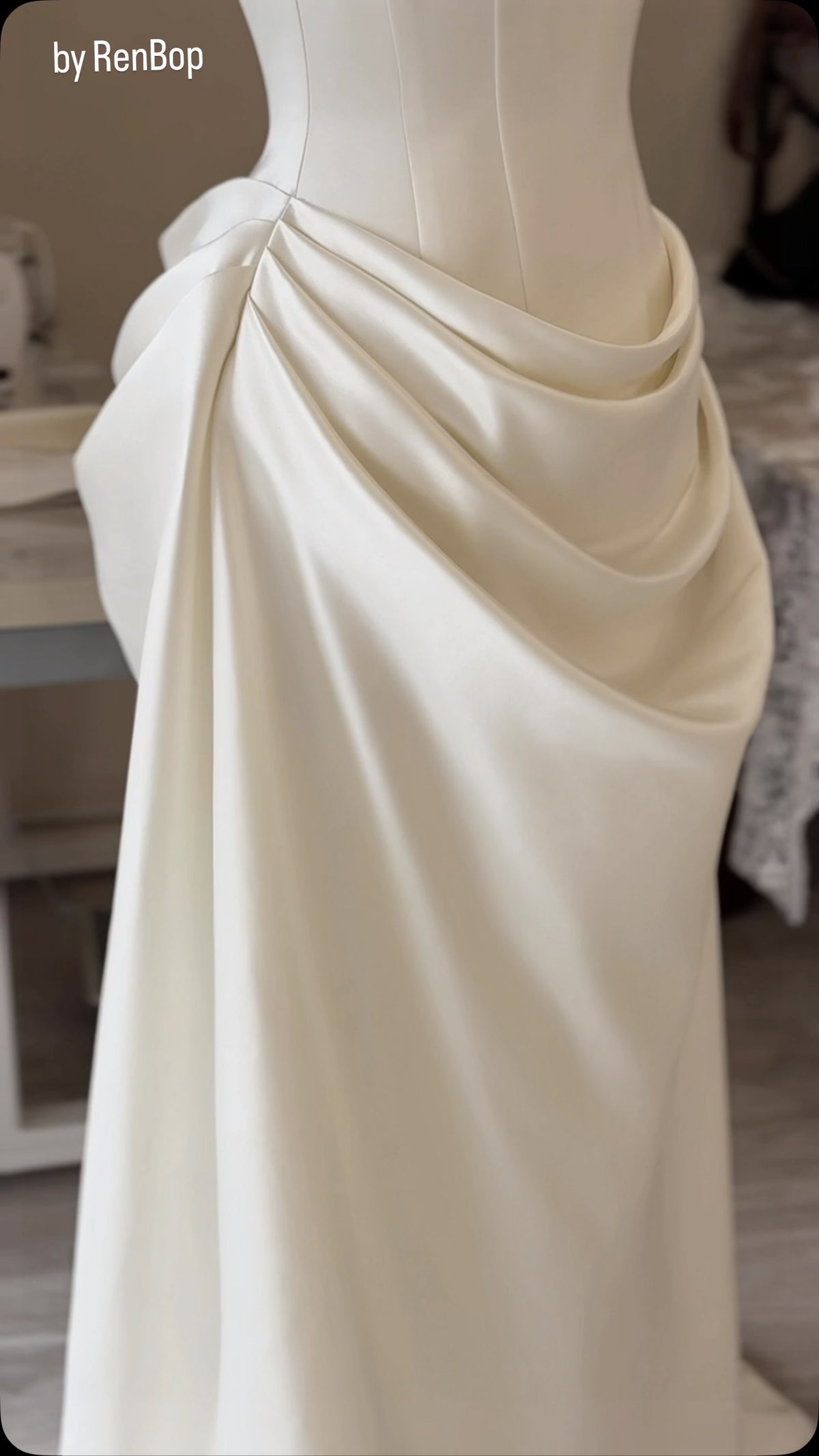 Strapless Draped Basqued Wedding Dress