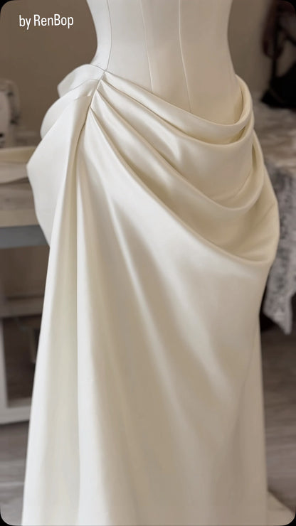 Strapless Draped Basqued Wedding Dress