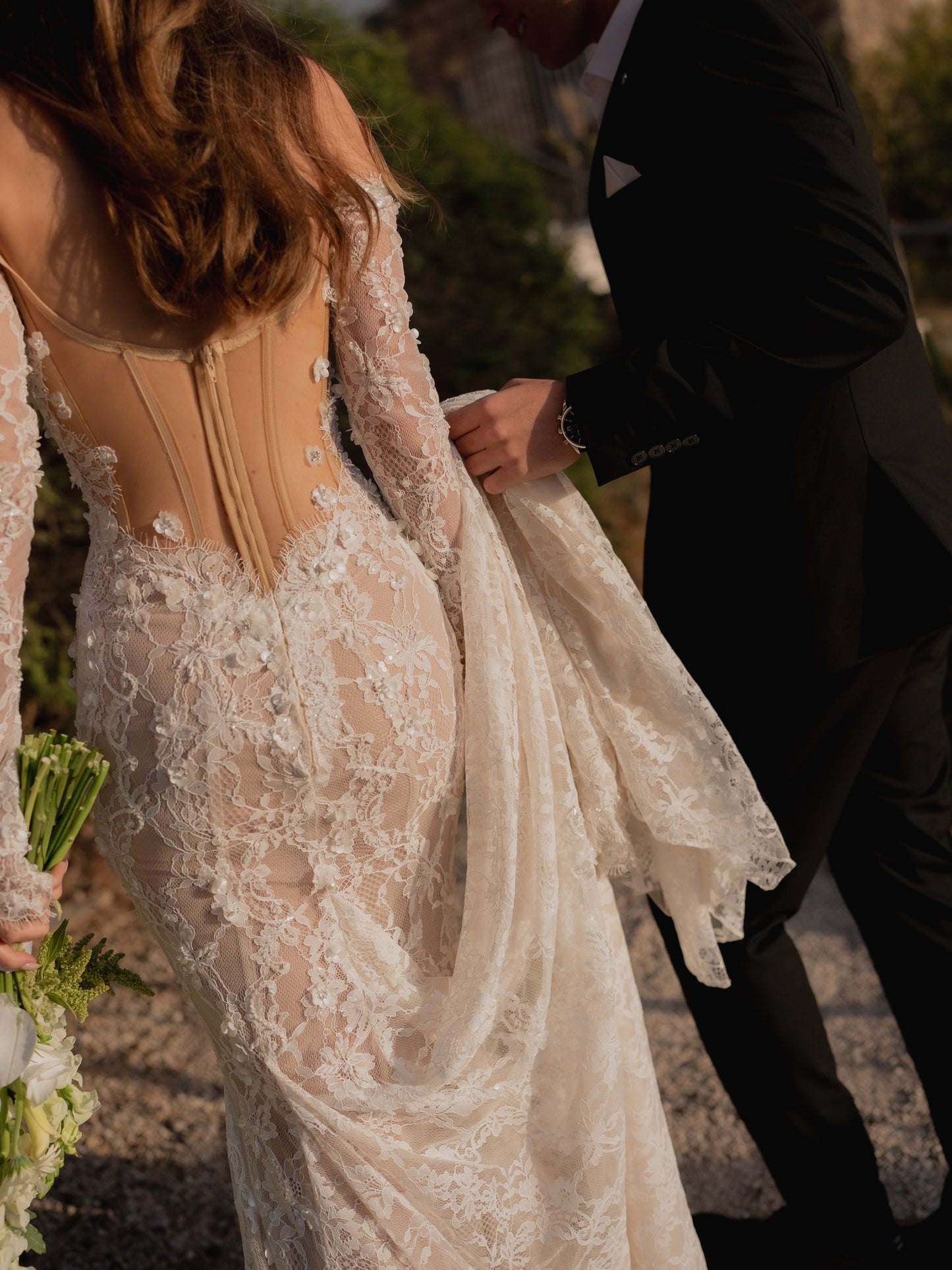 Off-the-Shoulder Long Sleeve Lace Mermaid Wedding Dress