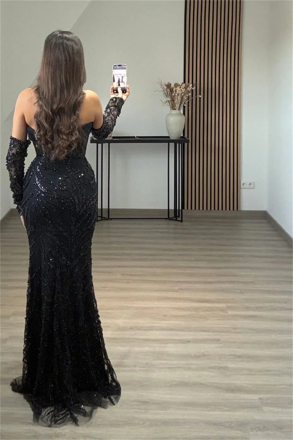 Strapless Corset Mermaid Evening Gown with Sleeves