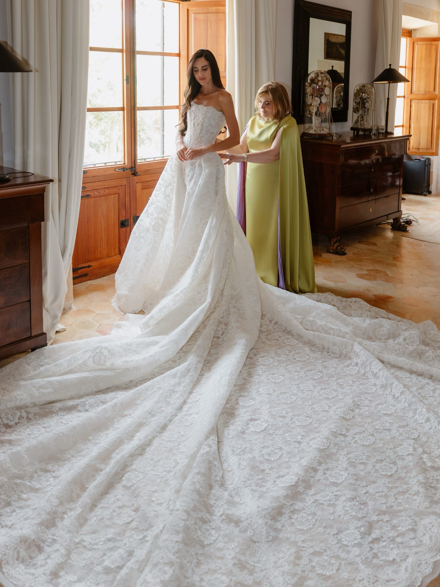 Strapless Lace A-Line Wedding Dress with Train