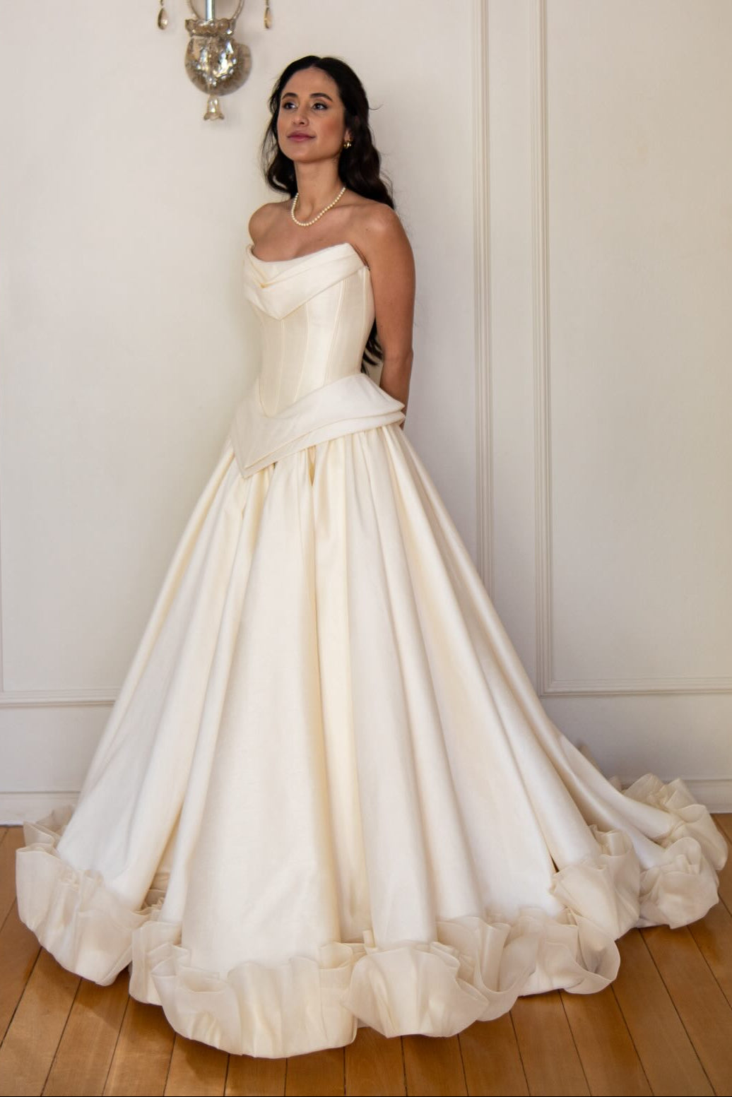 Strapless Basque Waist Ball Gown Wedding Dress